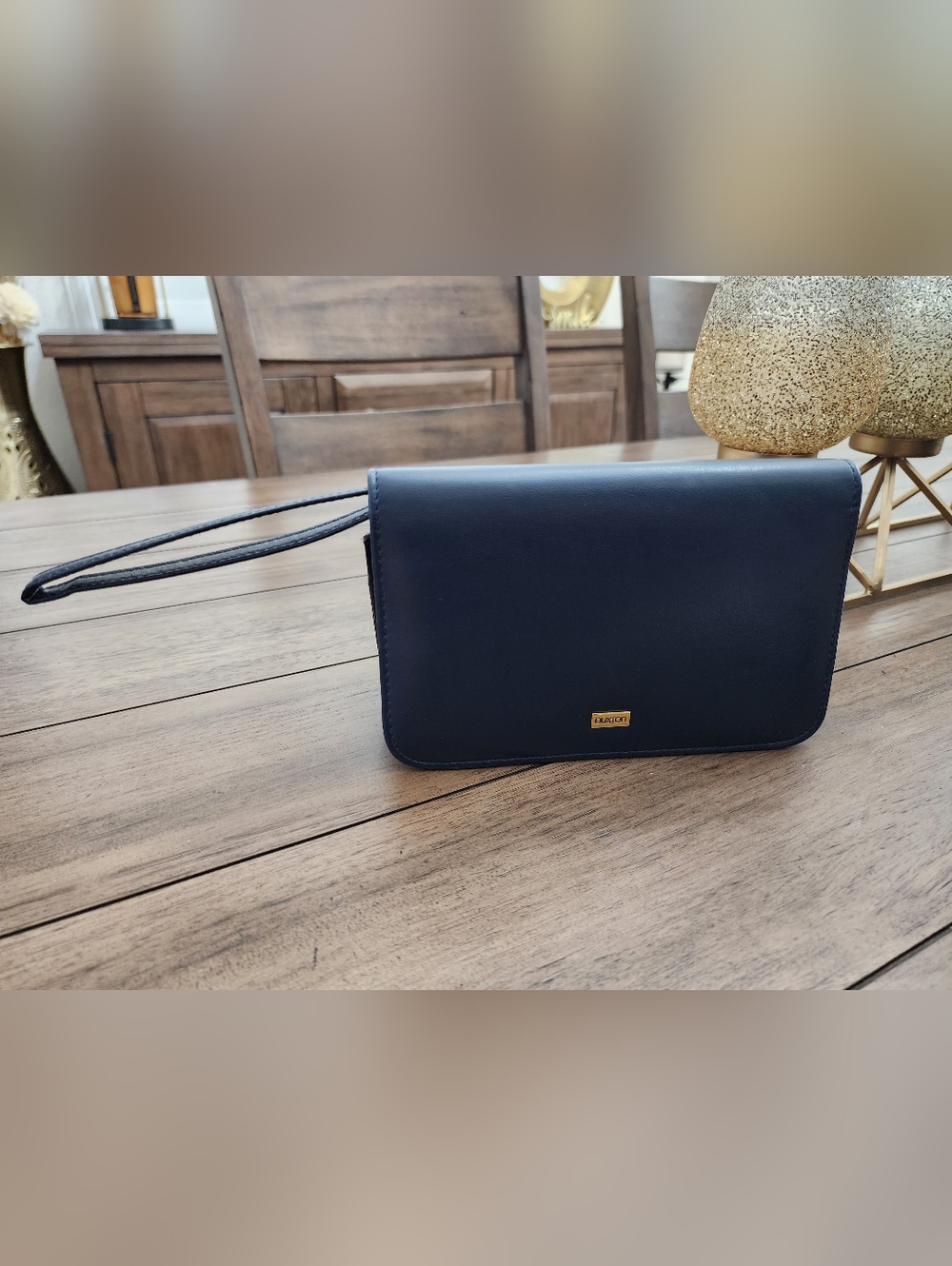 Buxton Navy Leather Zip Wallet